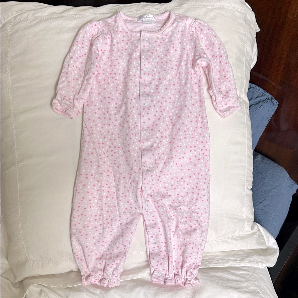 Kissy Kissy Heart Pink Polka Dot Pajama Onesie